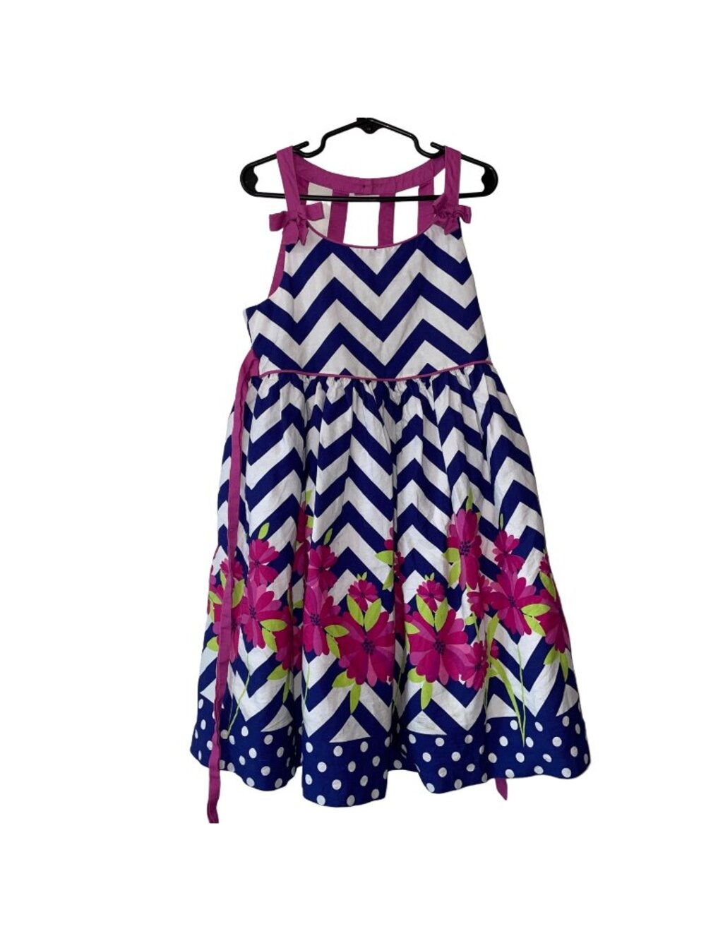Bonnie Jean Girls Zigzag & Floral Dress Size 6X